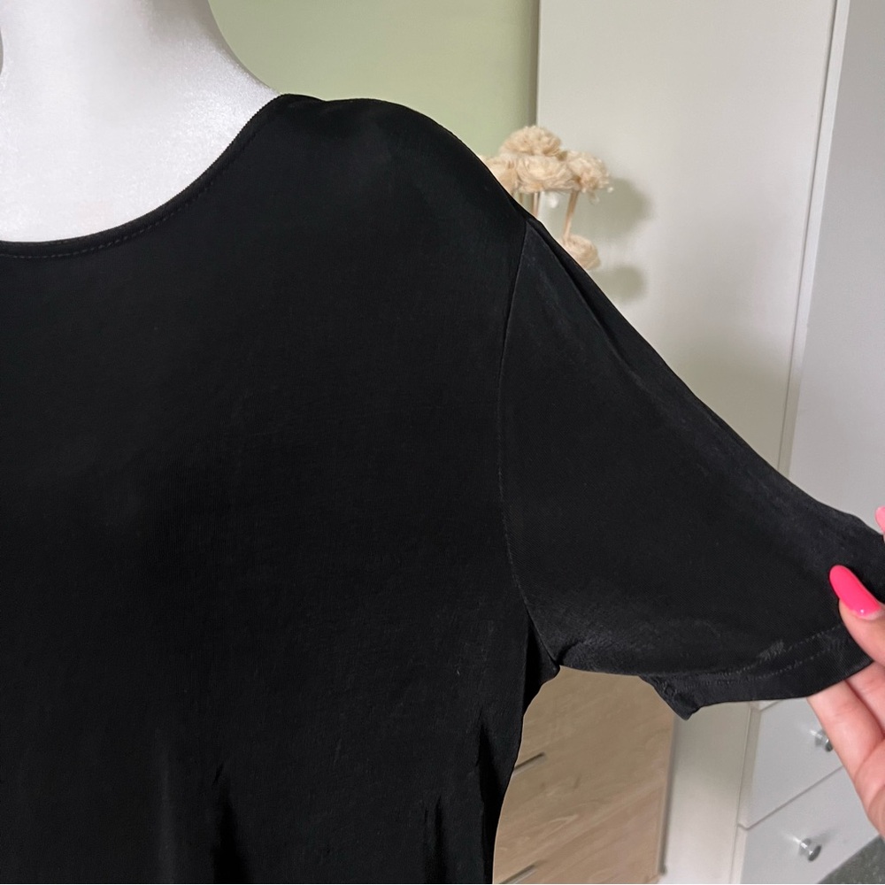 VINTAGE SLINKI Black Shirt-Sleeve Shirt & Maxi Stretch Skirt Matching Co-ord Set - Picture 9 of 16